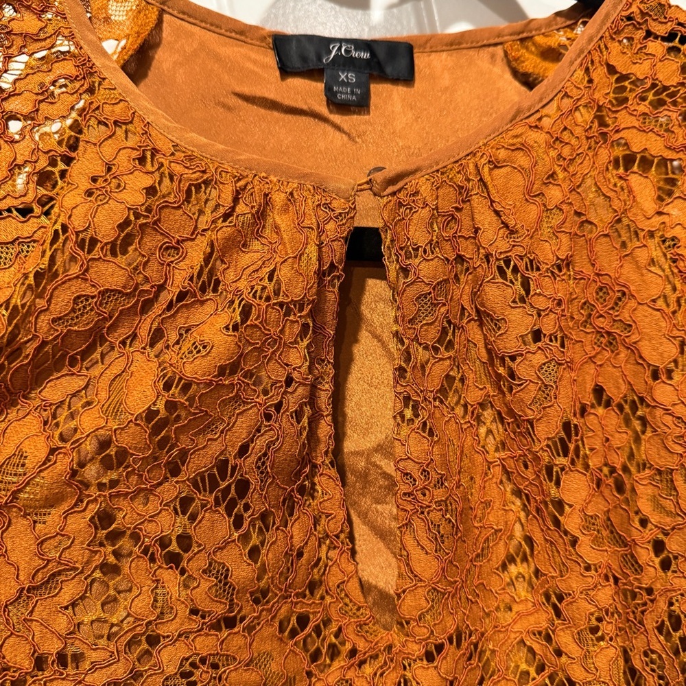 J Crew Copper Brown Lace Blouse - Picture 4 of 10